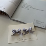 ❥❥❥+タフタリボンクリップ　発表会　キッズヘアクリップtaffeta mini bow 2set ꔫ〔purple grey〕