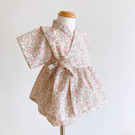 ふんわり甚平　Liberty リバティリップル生地　フェリシテ柄　リップル　女の子・ベビー　出産祝い　80 90 100 110