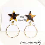 秋冬オススメ✧︎*。星型べっ甲のフープバックキャッチピアス*̣̣̥◌︎⑅⃝︎*
