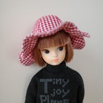 【1/6・21cm22cmドールoutfit】チューリップハット(ギンガム赤S)