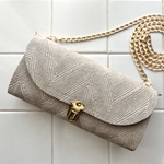 《 herringbone 》フレンチリネンのジャガード織ヘリンボーン軽やかショルダー　長財布ショルダー　スマホポシェット　スマホショルダー　お財布ポシェット　お財布ポーチ　ミニショルダーバッグ