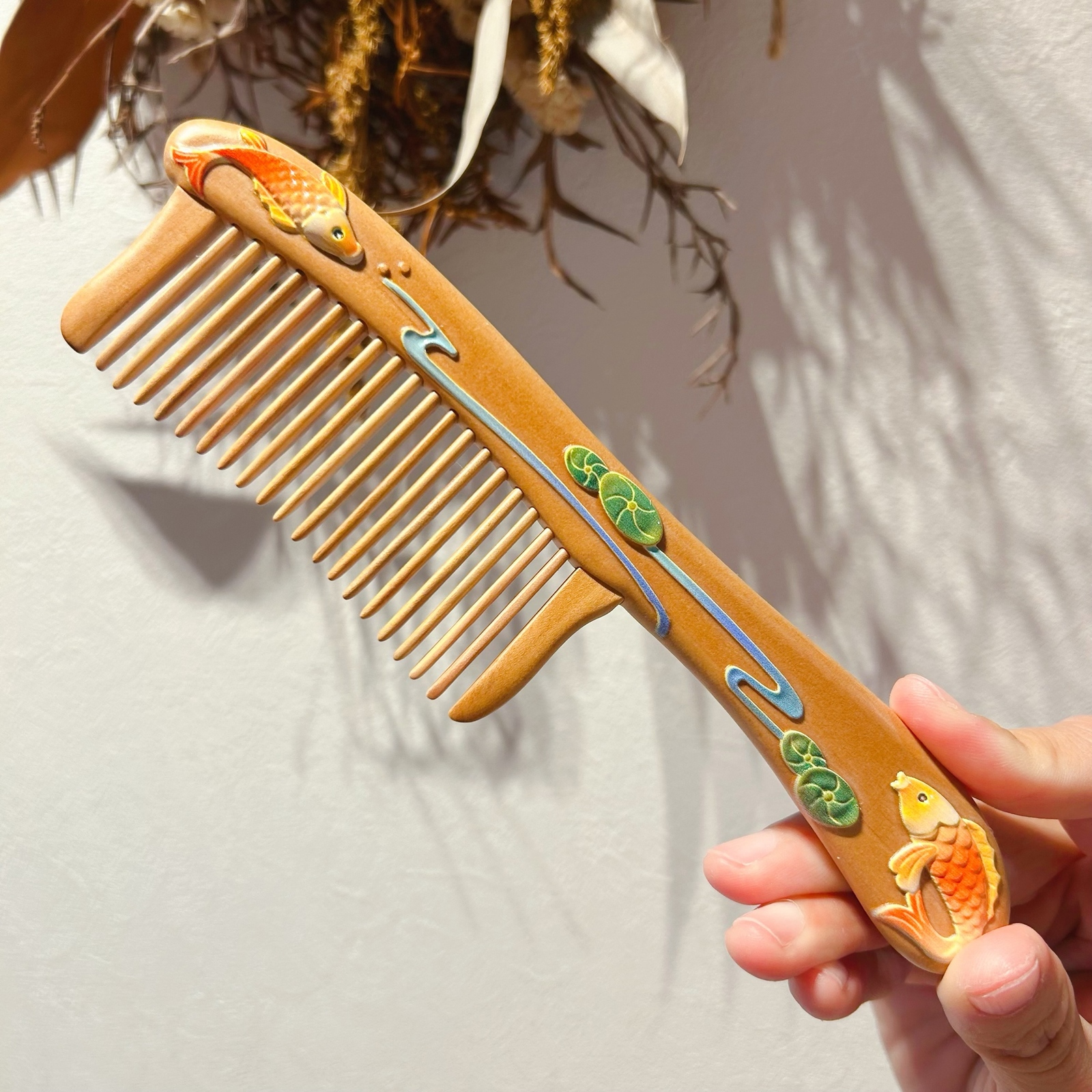 名前入り 名入れ 刻印 くし ヘアブラシ 高級檀木 木製櫛 梅花【桃太郎