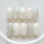 Lucent Veil　ネイルチップ ニュアンスネイル ブライダルネイル 結婚式 花嫁ネイル パール 前撮り 成人式  夏ネイル シンプルネイル うるうる ジューンブライド 上品ネイル 振袖ネイル