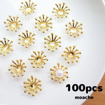 【ビーズキャップ】約100個入り　ゴールド　金色　花芯　花座　座金　つまみ細工に