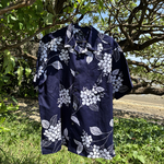 かりゆしウェア かりゆし 夏シャツ 紺色シャツ 花柄シャツ 父の日 父の日のプレゼント