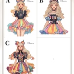 chan.ce オリジナルステッカー　3種6枚入り  カラフルドレス　人物ステッカー　