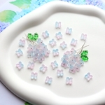 オリジナル新作★8mm アジサイ　クローバー　お花のガラスビーズ　ピンク×ブルー