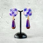 チェコビーズを贅沢に使用したピアス【紫陽花ドロップ】