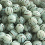 【10コセット】#czech beads#チェコビーズ　melonround8㍉ absinthe green 白緑　opal green/copper