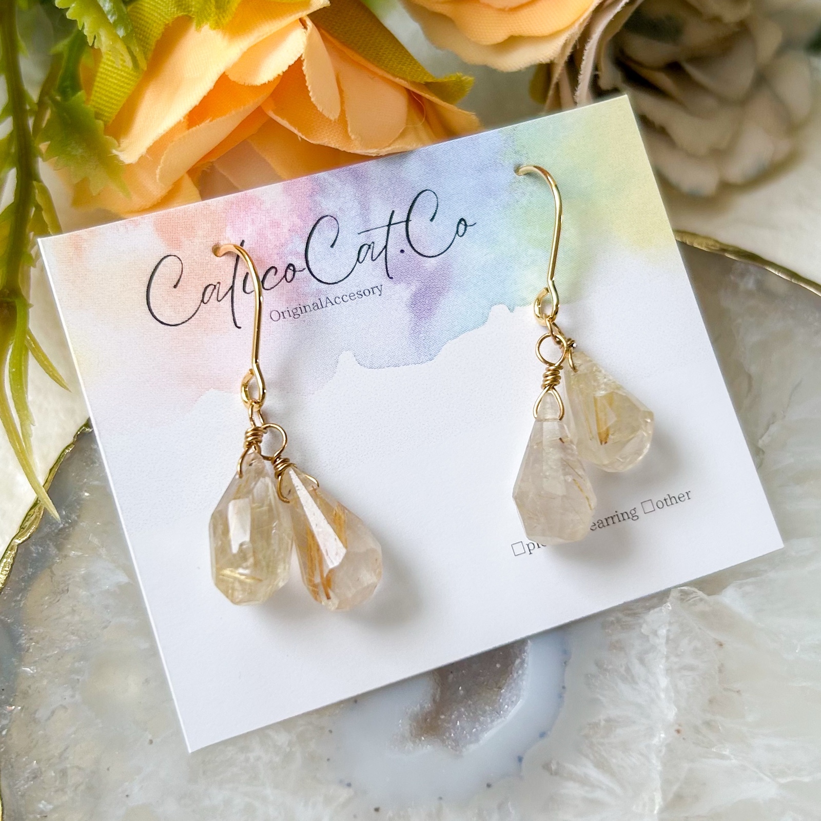 maumaumau◆ルチルクォーツ フープピアス✧14kgf maumaumau様専用◇ルチルクォーツ フープピアス✧14kgf