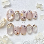 Princess Rapunzel nail tips ネイルチップ / Tangled disney プリンセスネイル ディズニー ラプンツェル ネイル 押し花ネイル 結婚式 ピンク フラッシュマグ