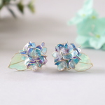ディップアートの儚げ紫陽花イヤリング/ピアス