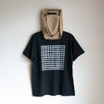 オーガニックコットン【半袖/長袖】「 hand paint check（ 白 × スミクロ ）」Ｔシャツ