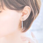 〈痛くない〉〈挟めるだけ〉～イヤリング～シルバーリング×ライラックカラースクエアプレートフェイクピアス・ノンホールピアス(両耳用)(調節可能)   管理No.2271