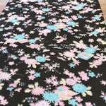 M079 アンティーク　ハギレ　黒地色　花柄　ハンドメイド　リメイク