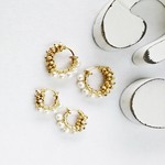 freshwater pearl♡gold bi-color wraped earring