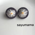 再販☆刺繍☆くるみボタンのピアス
