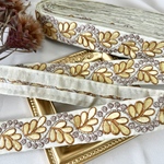 50cm  インド刺繍リボン  シルク  花柄 　イエロー  #ns19