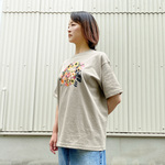 刺繍☆半袖Tシャツ／花とアフロ 9.1oz