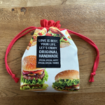 巾着袋　マチ8㎝　　ハンバーガー🍔レッド❤️
