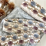 30cm/50cm  インド刺繍リボン  チュール  花柄  2  #ct42