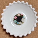 刺繍ヘアゴム　バラのリース
