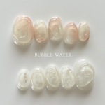 Bubble Water 🫧   ネイルチップ  ピンク  ホワイト  淡色  ぷっくり  キラキラ  オーロラ  ちゅるん  うるうる  うるちゅる  ブライダル  結婚式