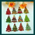 【直輸入】クリスマス*ツリーボタン*25×35ミリ*10個セット