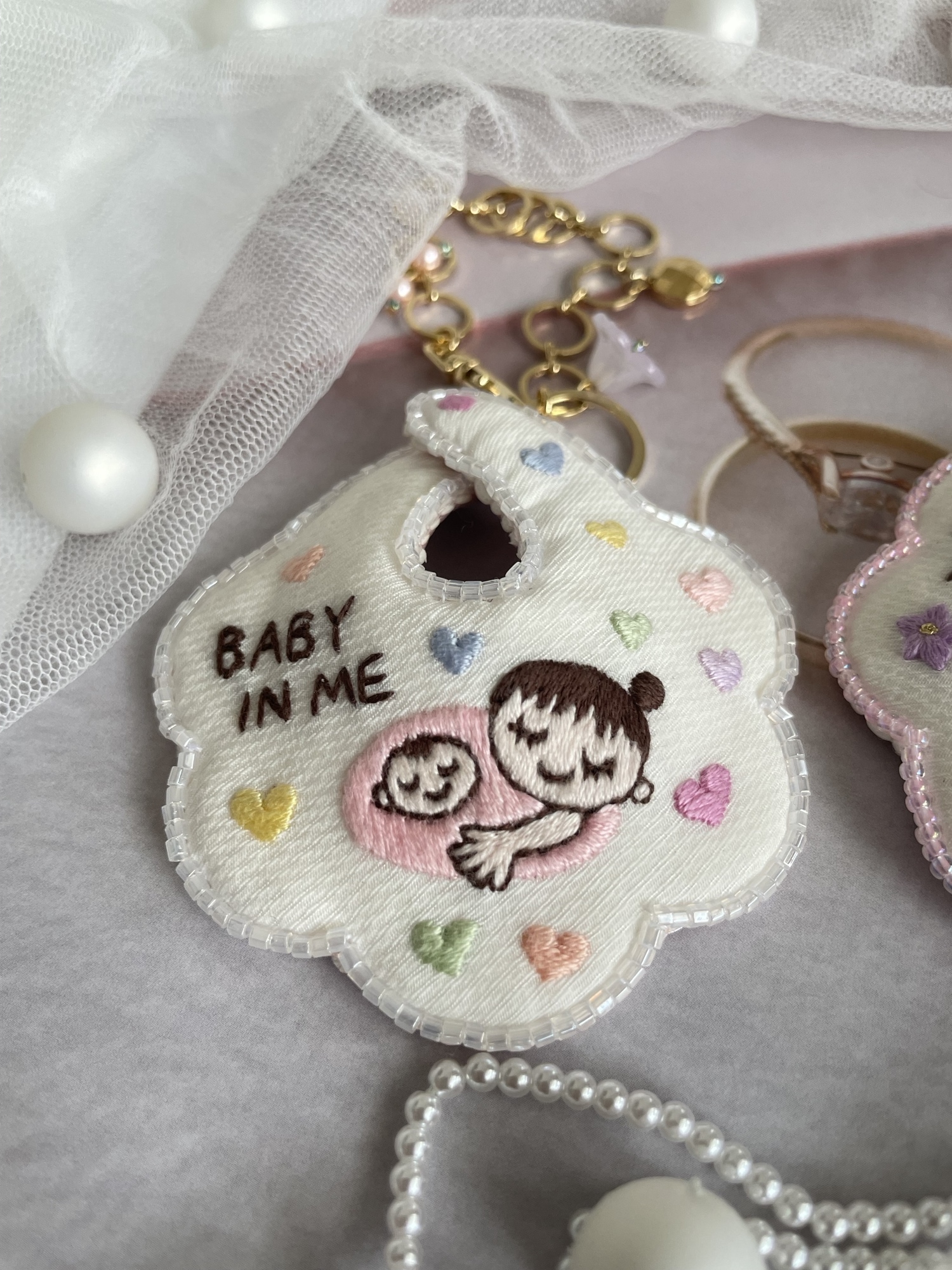 新品未使用希少廃盤＊わかめちゃん刺繍キーホルダー2個セット キーホルダー 2個セット 東武ワールドスクウェア お土産品 未