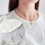 ハートチャームのビーズネックレス┋ビーズ刺繍【gold】【silver】　チョーカー