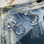 JURI_RESIN  フラワーアクセサリー　花　ピアス　イヤリング　アレルギー対応　イヤリングシリコン付き　クリア　シルバー　夏アクセサリー　