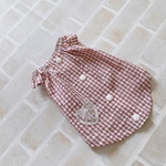 再販🌸 犬服 SSフレンチスリーブ スモックチュニック  サッカーギンガム・モチーフレース バックオープン(背中開き)✨送料無料✨