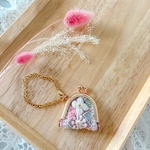 豆がま口ポーチ♡インド刺繡リボン♡アクセサリーポーチ♡バッグチャームにも♡