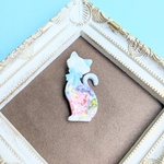 【さらに！SALE】紫陽花と猫のブローチ