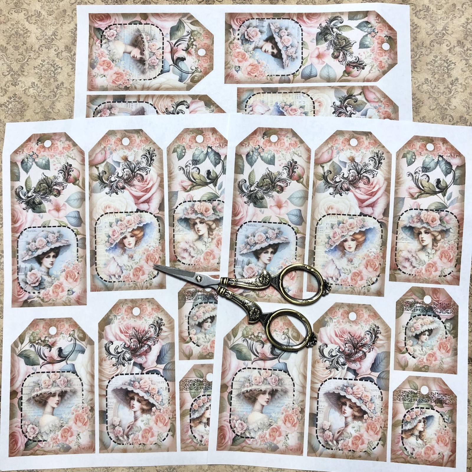 再販×14)アンティークブック(green)紙ものセット＊コラージュ