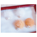 ビジュー×もこもこファーピアス