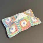 【 手編みのお花モチーフティッシュケース 】毛糸 / ボックスティッシュ /  ソフトパックティッシュ / 箱なしティッシュ / 花柄 / カラフル