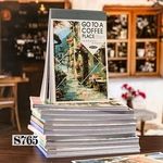【S765コラージュ素材】海外シール冊子　カフェ　ジャンクジャーナル　ヴィンテージ  日記　おすそ分け
