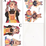 chan.ce オリジナルステッカー　3種6枚入り  カラフルドレス　人物ステッカー　