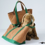 canvas tote bag (brick color & green)