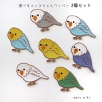選べるセキセイインコワッペン２個セット　maru_miki_