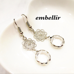 送料無料♡ お花と クリアガラスピアス ♡
