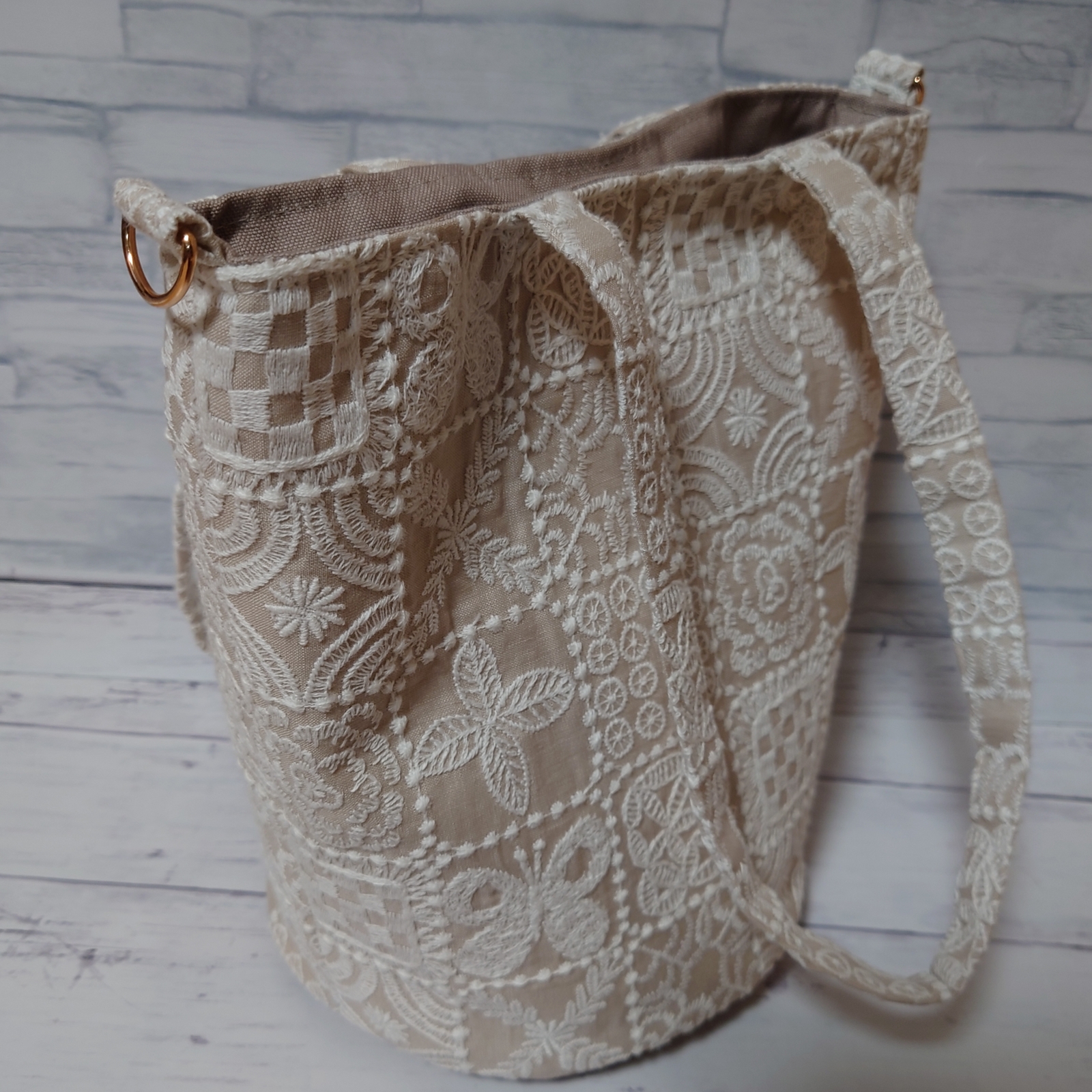forest tile light beige ミナペルホネン バケツバッグ