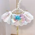 虹色リボン🎀とレースのスタイ⭐️シュシュ首輪