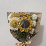 【特別値下げ︎✿】ハンドメイド  【NEW】ひまわり＆デイジー＆すずらん花束 ブーケ 毛糸 かぎ編み