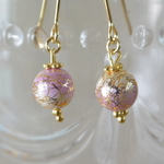 唐草ビーズのピアス【薄紫】【イヤリング変更可】