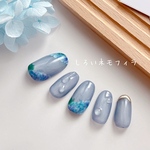 紫陽花 幻想的 梅雨 マグネットネイル ブルー 雨 雫 誕生花 【装着セット付】 