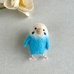 ブローチ かわいい 羊毛フェルト 鳥 インコ セキセイインコ ブルー         