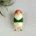 羊毛フェルト　シロハラインコ　ブローチorマグネット