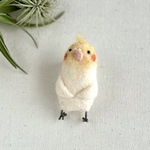 オカメインコ（白）の羊毛フェルト　ブローチorマグネット